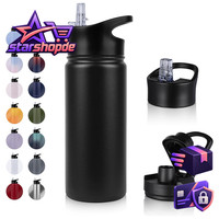 Edelstahl Trinkflasche 500Ml Auslaufsicher Mit Strohhalm Bpa-Frei FüR Sport