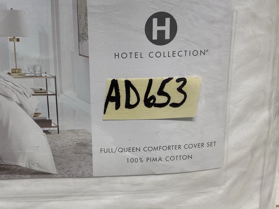 Hotel Collection Chain Link Embroidery Queen Duvet & Shams 3pc Set White /White - Image 3 of 4