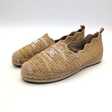Sam Edelman Karla Embroidered Logo Espadrille Flats Women's Sand Size US7M EU37