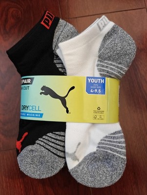 NEW PUMA 10 PACK SOCKS KIDS 4-9.5 BOYS GIRLS BLACK WHITE DRYCELL LOW CUT