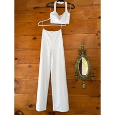 Lulus Only Tonight Ivory Two-Piece Wide-Leg Jumpsuit Party Cocktail Wedding XS