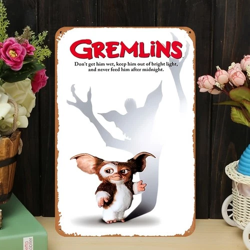Vintage Gremlins Durable Water Dust Tin Metal Signs Home Décor 8x12