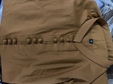 Men's Brown Cotton Kurta Stand Collar Button Placket Traditional Style Size S