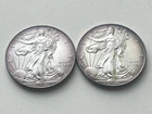Lot of 2 - 2014 $1 American Silver Eagle 1 oz BU Natural Toning
