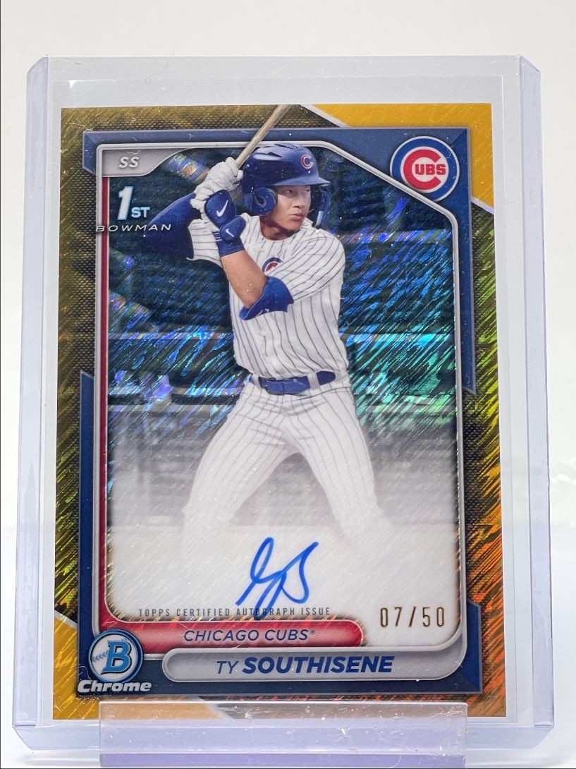 TY SOUTHISENE 2024 BOWMAN CHROME 1ST AUTOGRAPH GOLD SHIMMER AUTO /50 Q5496