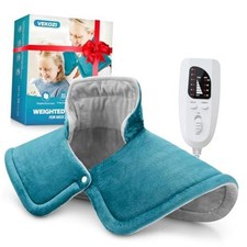 Heating Pad for Neck and Shoulders, 2lb Weighted Neck Heating Pad for Sky Blue