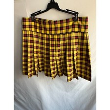 Donald Seneca Plaid Yellow Clueless Style Pleated Mini Skirt Size L Schoolgirl