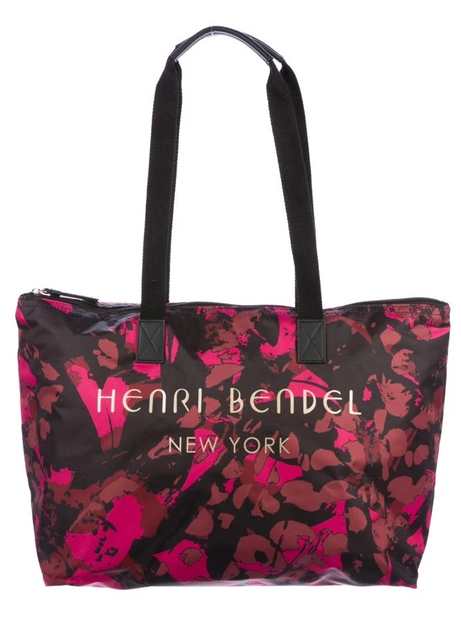 HENRI BENDEL Nylon EDICIÓN LIMITADA CAMUFLAJE FLORAL BOLSO NEGRO/Fucsia XL Foto 2 de 4