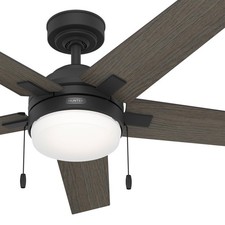 Hunter Fan 52 in Matte Black Indoor Ceiling Fan with Light and Pull Chain Indoor