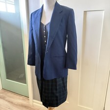 Vintage Pendleton Navy Wool Blazer Sz Sm And Black Watch Tartan Wool Skirt Sz 4