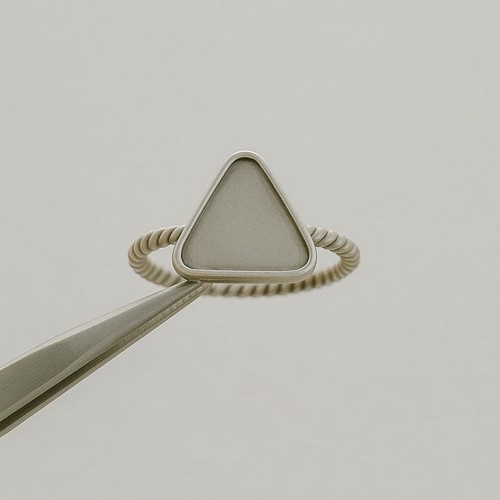 Minimalist Triangle 10mm Bezel Ring 925 Sterling Silver Geometric Jewelry Gift