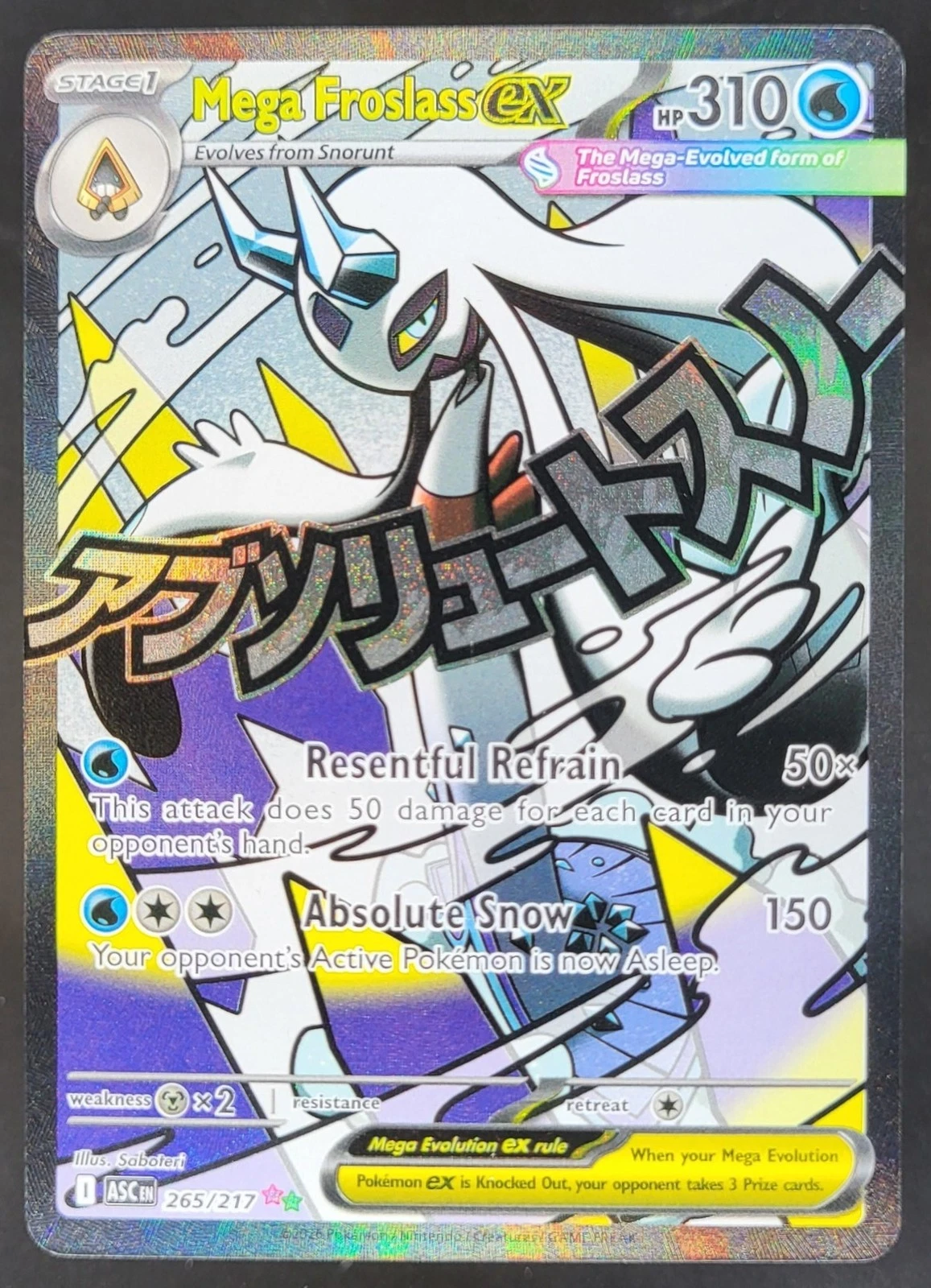 2026 Pokemon Ascended Heroes Mega Froslass ex #265/217 Mega Attack Rare KN
