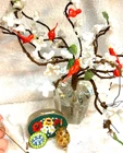 VTG Murano Art Glass Birds Tree Sculpture VENETIAN PENDANT pineapple MOSAIC BOX