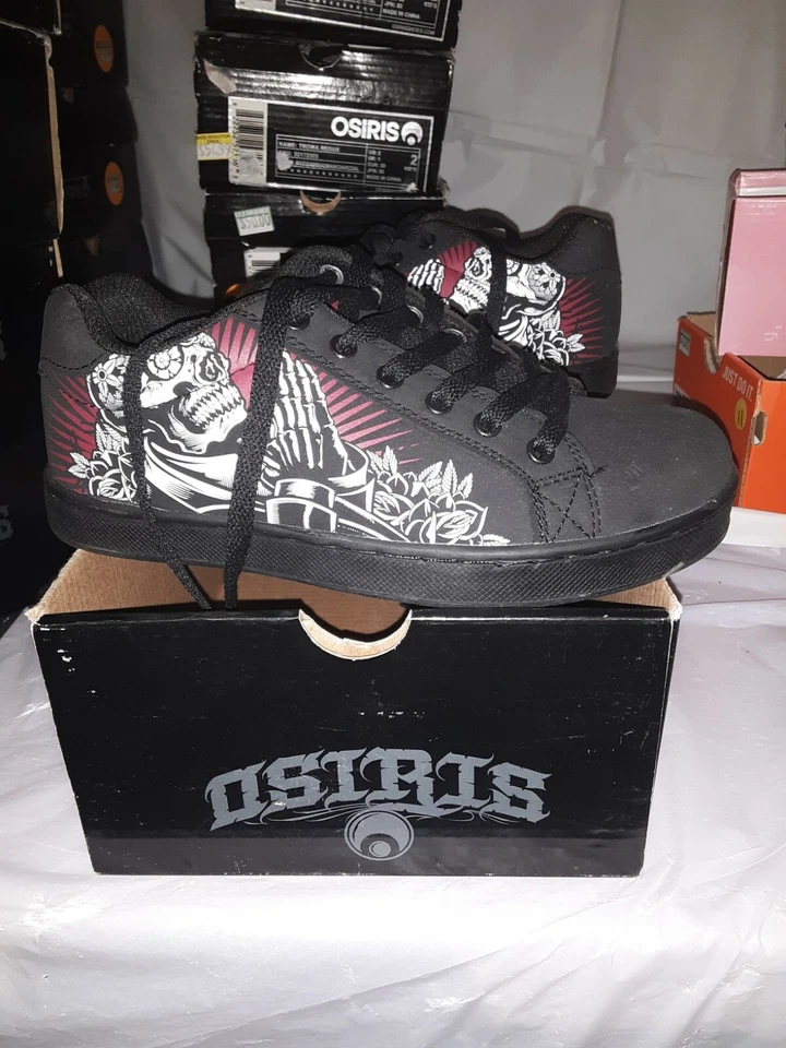 Zapatillas deportivas de patinaje con cordones OSIRIS CLON ROJO calavera para niños talla 2 NUEVAS☆194 Foto 2 de 2