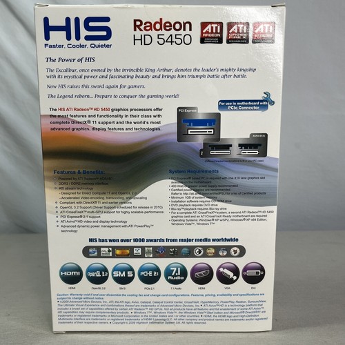 Tarjeta de gráficos HIS Radeon HD 5450 512 MB DDR3 1080P Full HD PCI Express 2.1 - Imagen 3 de 5