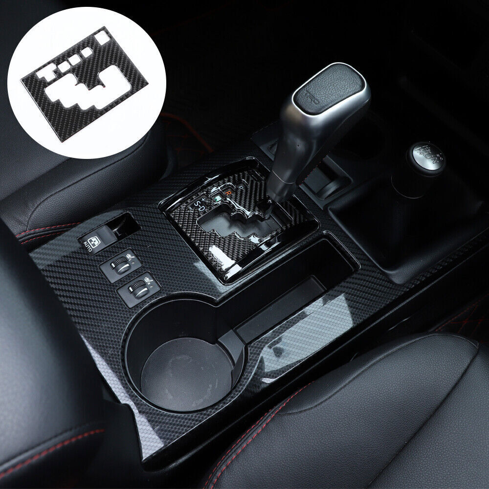 Carbon Fiber Central Gear Shift Panel Decor Trim For Toyota 4Runner 2010–2022, Gloss Finish