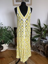 Zara Yellow Crochet Maxi Dress Button Front Sleeveless Rare Limited Edition