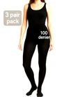 3 PAIRS -MULTIPACK 100 denier Women's Opaque Tights  S. M. L. XL -Various Colour