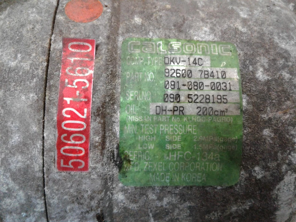 Used A/C Compressor fits: 2001 Nissan Xterra 6 cylinder from 9/99 Grade A Foto 4 de 4