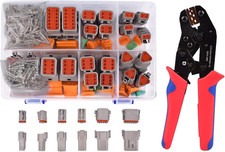 174Pcs 12 Kits DT Connector Kit with Ratcheting Wire Crimper for Deutsch Connect