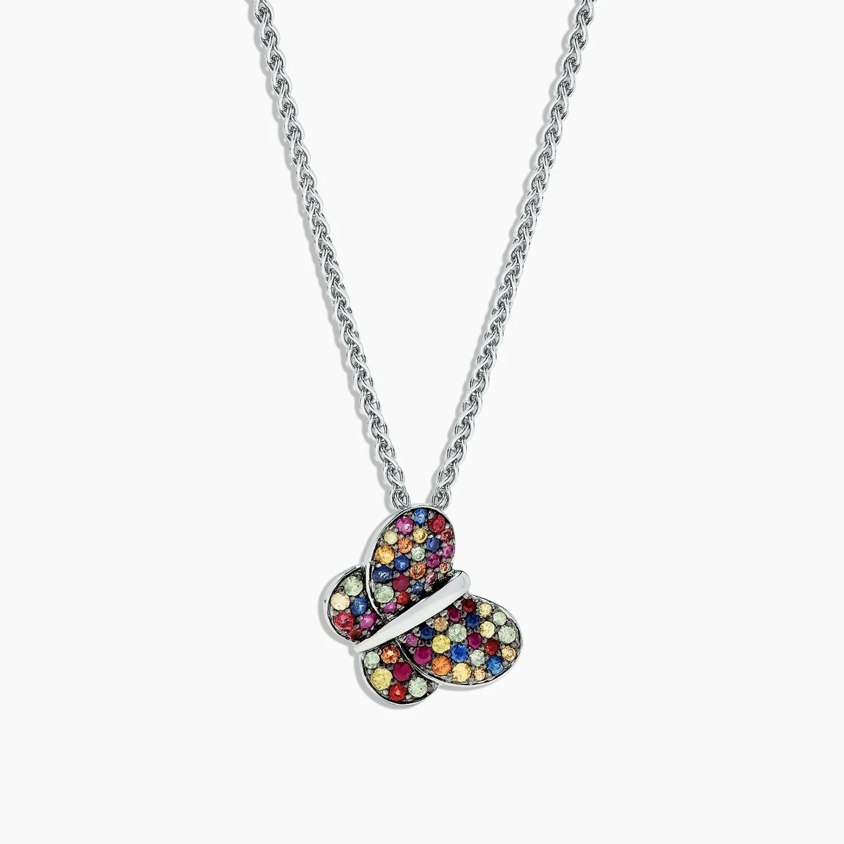 Effy 925 Sterling Silver Multi Sapphire Butterfly Pendant 1.10