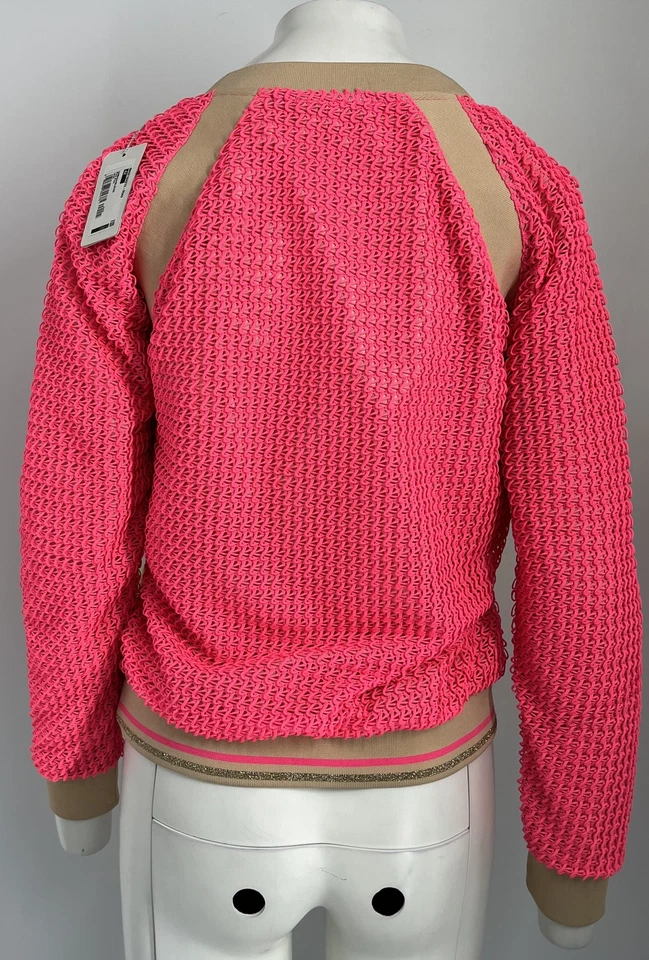 Patrizia Pepe 'Fly' неоновый розовый/золотой сетки длинным рукавом Crewneck sz 42 новый с Ярлыками - Изображение 3 из 4