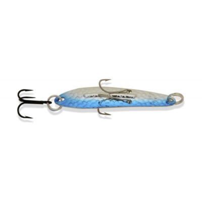 Williams Ice Jig Fishing Lure - Silver & Blue Nu-wrinkle - J50EBN - 2-1/4'' Long