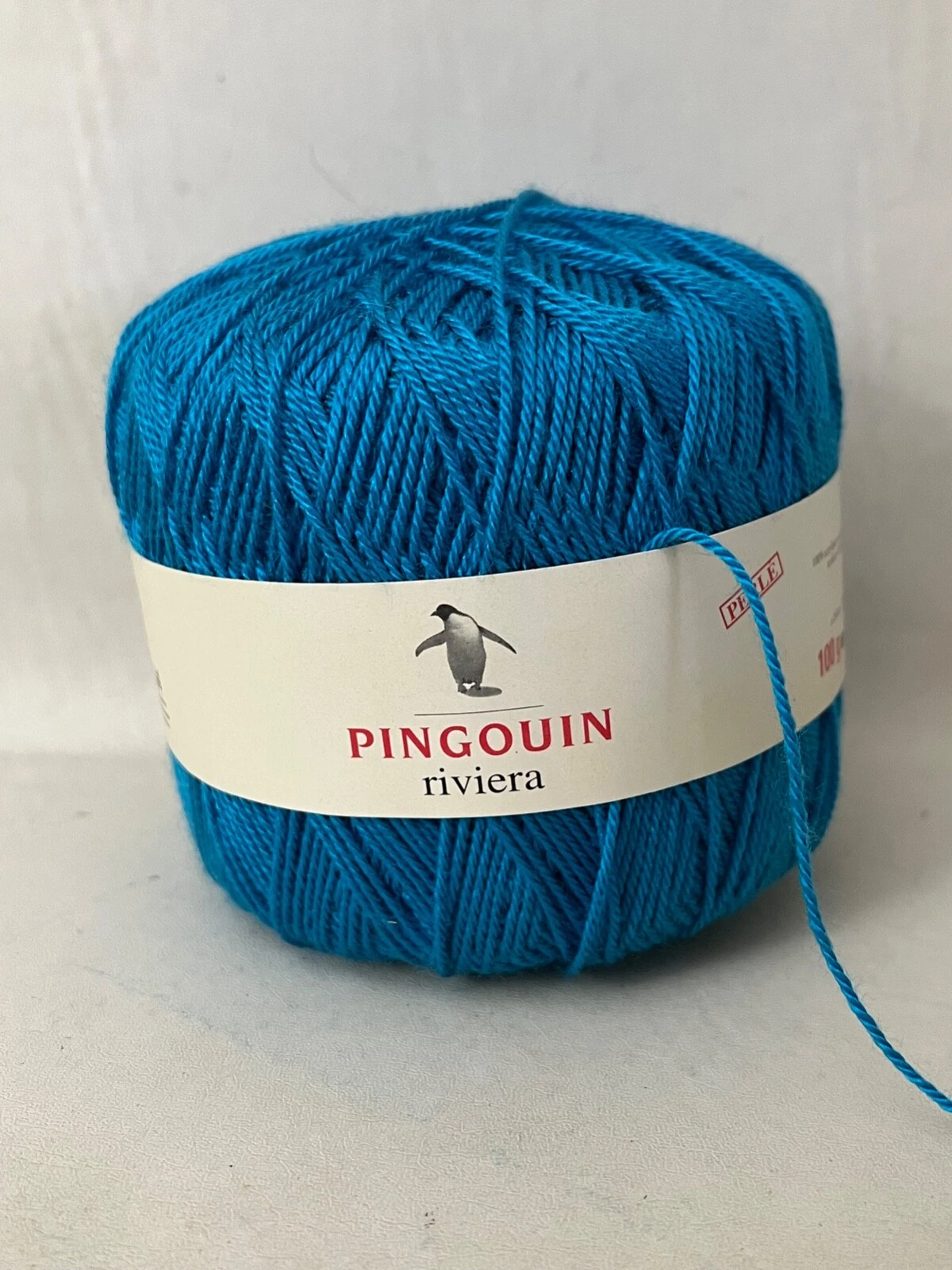 Pingouin RIVIERA Perle` 100% Acrylic 1 Cake BLUE 100g 283 yds Yarn Made in Italy - product detail image 1