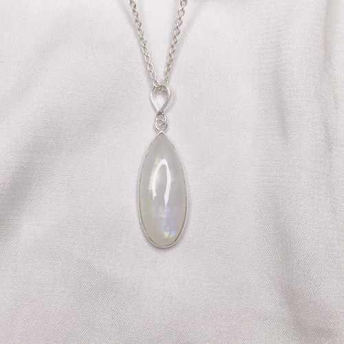 Moonstone Gemstone 925 Sterling Silver Teardrop Pendant, daily wear jewelry - Picture 4 of 5