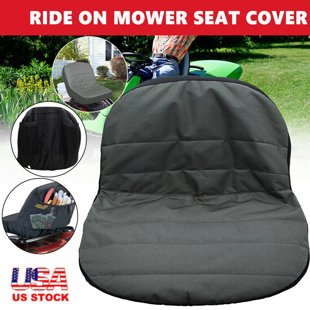 Universal Gray Riding Lawn Mower Tractor Seat Cover Padded Comfort Pad