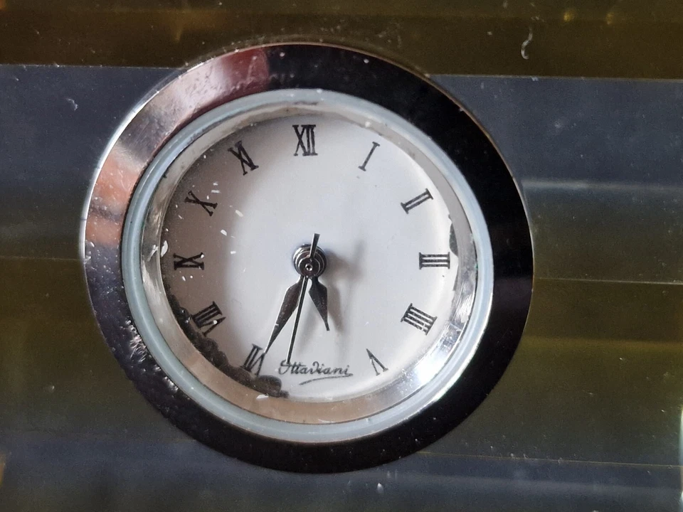 OTTAVIANI VINTAGE OROLOGIO DA TAVOLO IN CRISTALLO ANNI 70 - Immagine 4 di 4