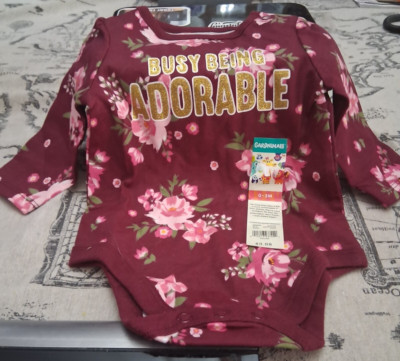 GARANIMALS LONG SLEEVE BODY SUIT ''BUSY BEING ADORABLE'' 0-3 MONTHS NWT