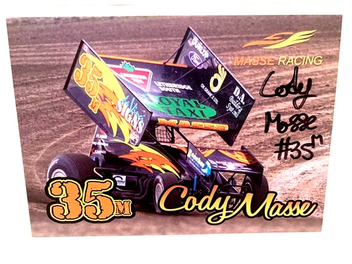 AUTOGRAPHED CODY MASSE #35M 360 WINGED SPRINT CAR DIRT POSTCARD
