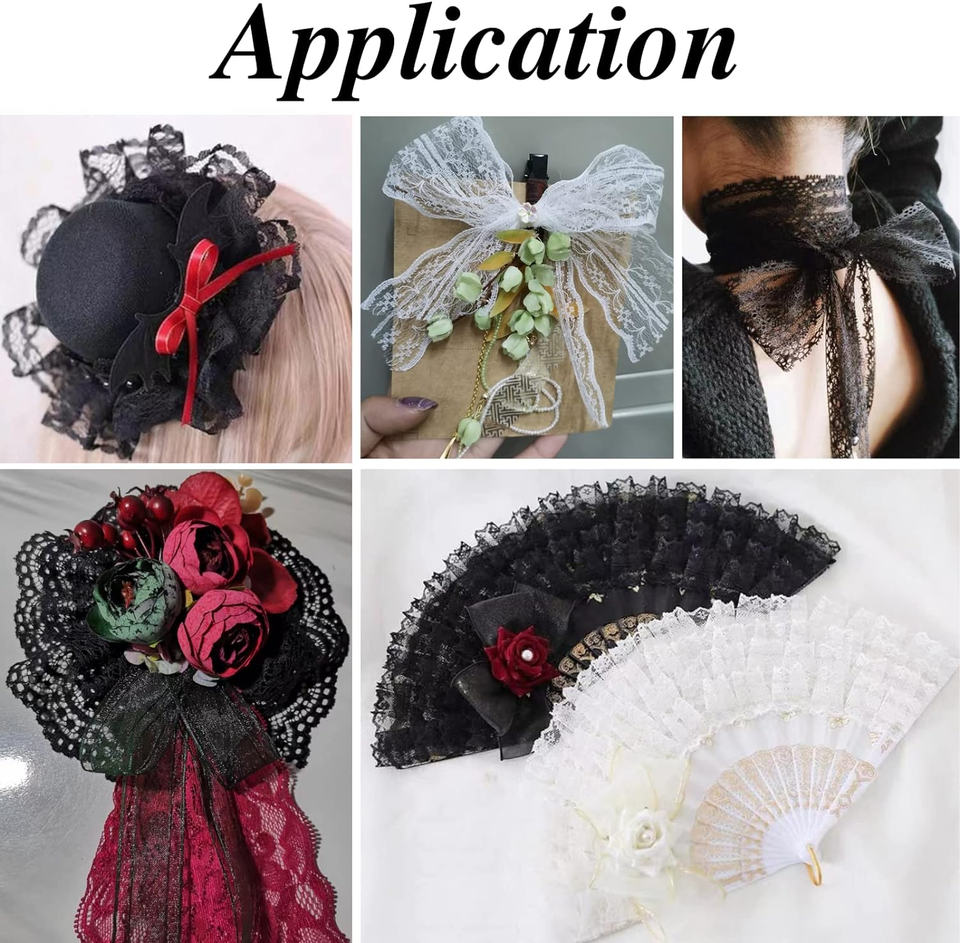 Lace Ribbon Trim Roll Sewing Lace Ribbon Flower Fabric for Crafts