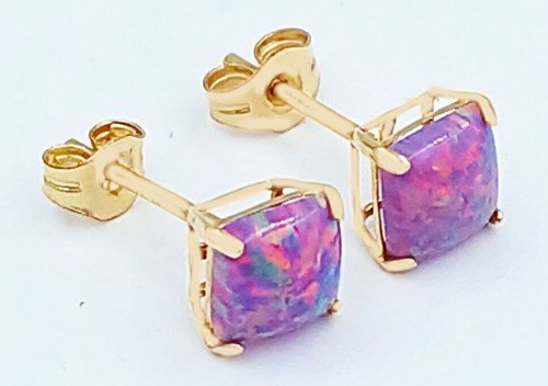 GENUINE 0.98 Cts OPAL STUD EARRINGS 14k GOLD - Free Appraisal Service - NWT