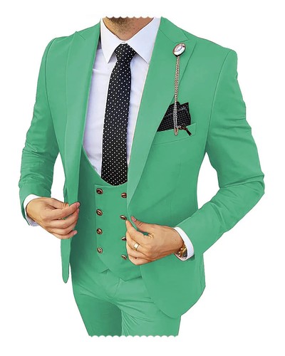 Formal Men 3 Piece Wedding Suits Wedding Suit Costume (Blazer+Pants+Vest) - Picture 18 of 42