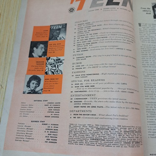 VTG Teen Magazine November 1959 Vol 3 #11 The Real Scoop Abut Bandstand No Label - Picture 7 of 11
