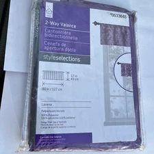 Style Selections Two- Way Valance, 50"×17", Purple,one Valance