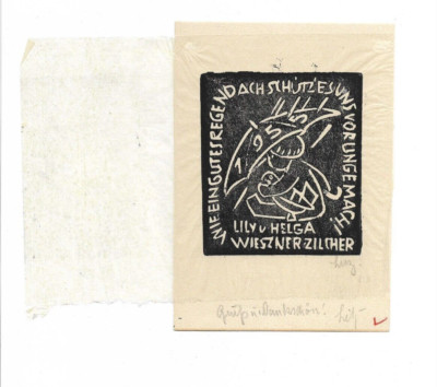 seltener Holzschnitt von Lily Wiessner-Zilcher mit Originalsignatur 1955