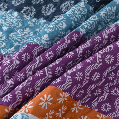 Soft Stripes Bohemian Bedspread Set Coverlet Quilted King Size Throw Bedding Set - Picture 9 of 11