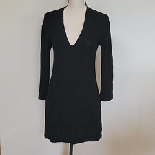 Reformation XS Black Ribbed Front Pouch Black Dress