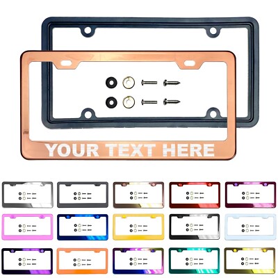 Laser Etched Customize Stainless Steel License Frame Silicone Guard For_Optima