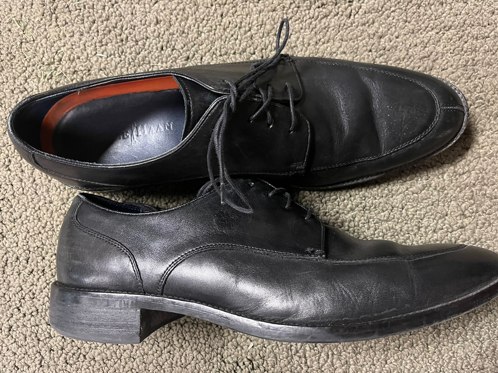 SAOLA Scarpe Cole Haan uomo 12M nere Lenox Hill punta spaccata Oxford pizzo pelle C11627