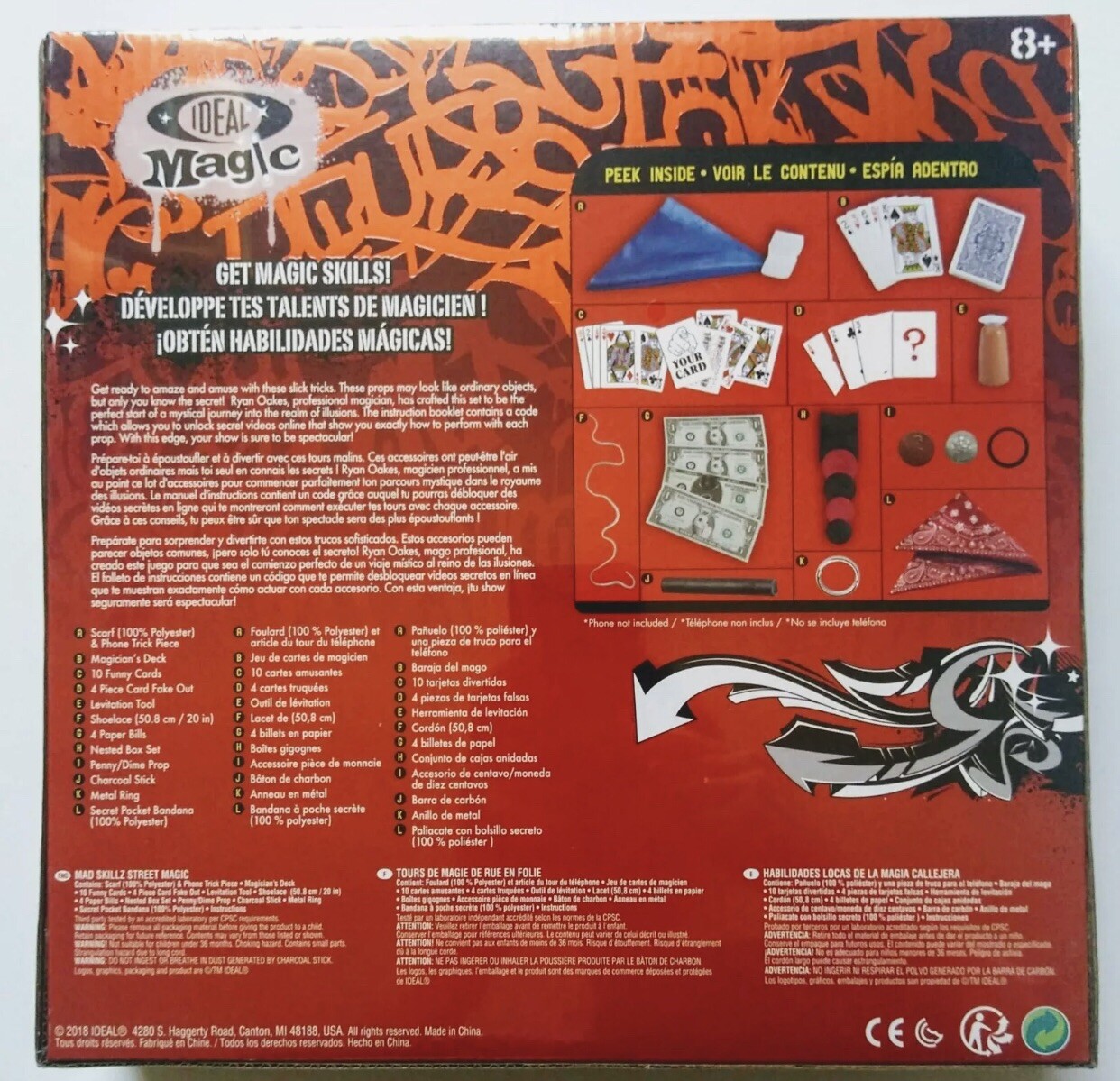 Mad Skillz STREET MAGIC KIT 40 Tricks Set Beginner Magician Coins Bills