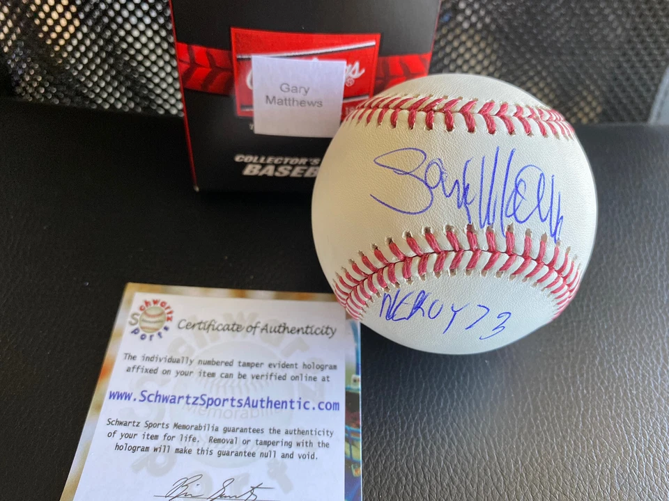 Béisbol oficial Rawlings firmado por Gary Matthews con certificado de autenticidad NL ROY '73' (1) Foto 3 de 4