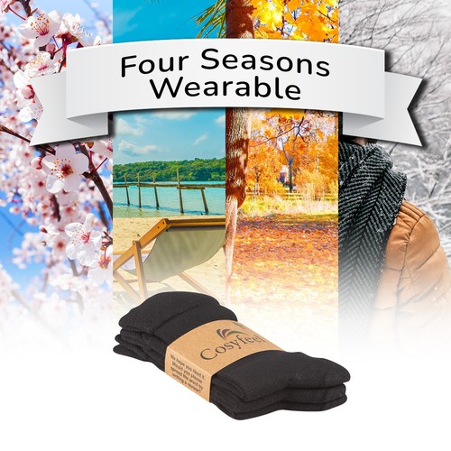 Cosyfeel® Women Crew Dress Socks 3-Pack Bamboo Material Durable Seamless Toe - Picture 12 of 133