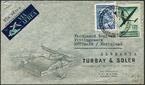Argentina Buenos Aires Commercial Airmail Cover to Germany 1951 Latin America - Picture 2 of 2