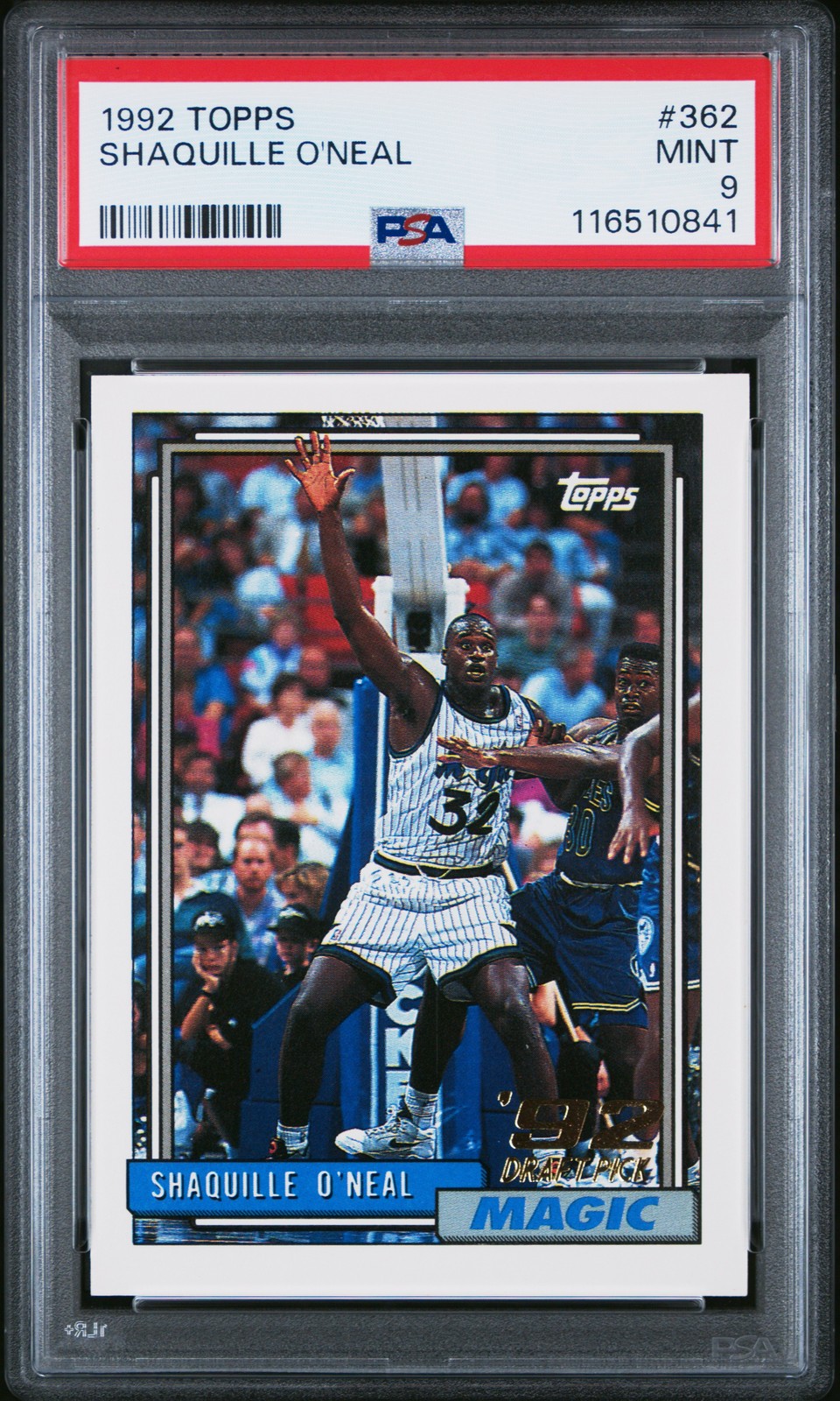 1992 TOPPS #362 SHAQUILLE O'NEAL ROOKIE RC PSA 9