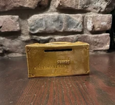 Austrian Majolica Safe Bank • STLOUIS Stamp • Miniature Strongbox ca.1900