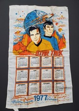 Vintage 1977 Star Trek Calendar Linen Tea Towel Paramount Pictures 18 X 28.5 